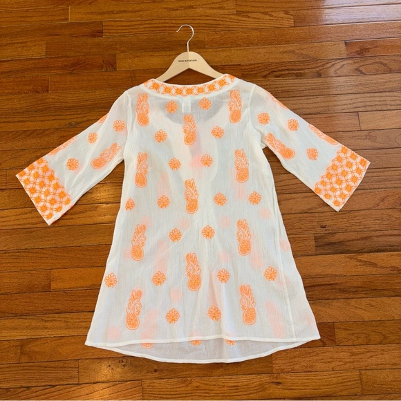 Trina Turk XS Bright Orange and White Swim Cover Up With Tassels. - Picture 6 of 6